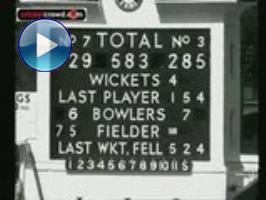 The confusing mystery posed by Alf Valentine and Sonny Ramadhin was finally tamed as skipper Peter May 285 not out and Colin Cowdrey 154 put on a record 411 for the 4th wicket to prevent a loss in the first test after Ramadhin took 749 to bowl England out for 186. Tom Graveney smashed 2 hundreds to total 472 runs in the series as England won the series 30. Fred Trueman 22 wickets and Tony Lock 15 wickets were the spearheads in the English attack. 1957. 